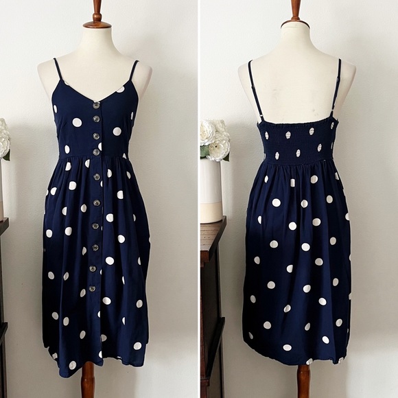 Japna Dresses Japna Polka Dot Vintage Inspired Retro Style Midi